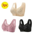 thumbnail image 1 of NSLGXD Daisy Bras for Older Women 3 Pack Front Closure Wireless Bra Senior Comfort Snap Sleep Bra Push Up Full Coverage Everyday Bras, 1 of 6