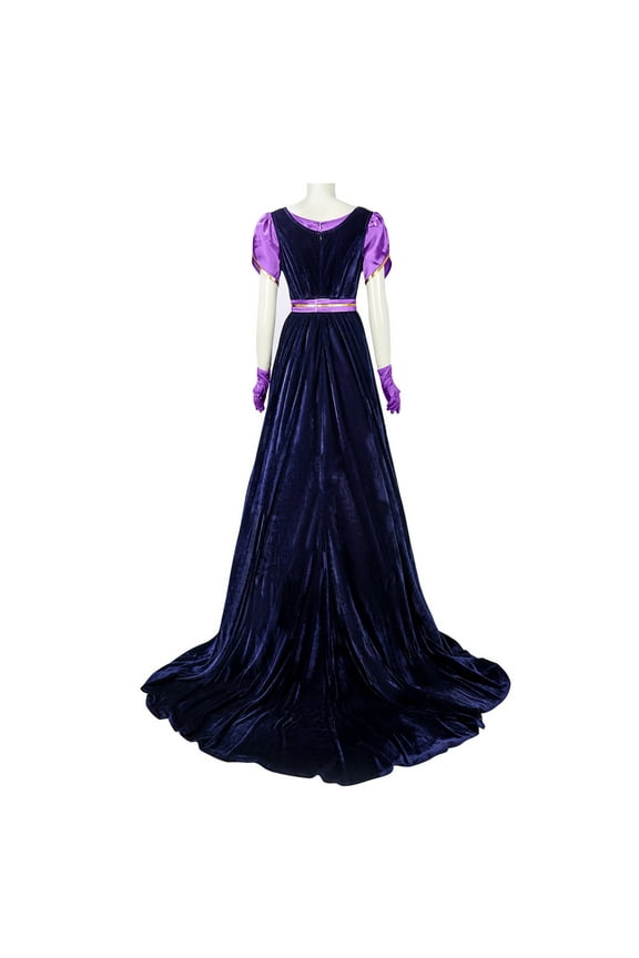 Dresses for Women with Satin Sash and Purple Glovers Ruffled Puff Sleeve Empire Waist Dress Vintage Medieval Tea Party Gown