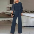 thumbnail image 1 of NSLGXD Dressy Jumpsuits for Women Wedding Guest Evening Party Summer Overalls Chiffon Flare 3/4 Sleeve Jumpsuit Cowl Neck Tie Waist Wide Leg Long Pants Romper, 1 of 6