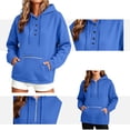 thumbnail image 1 of NSLGXD 1/4 Button Pullover Women Oversized Hoodie Sweatshirts Long Sleeve Pull On Drawstring Hoodies with Kangaroo Pocket S-2XL Blue Sweatshirt for Women, 1 of 6