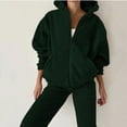thumbnail image 1 of NSLGXD Fleece Tracksuit Set for Women 2 Piece Long Sleeve Full Zip Up Hoodie Jogger Sweatpants Set Loose Fit Matching Lounge Set with Pockets, 1 of 7