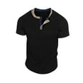 thumbnail image 1 of NSLGXD Henley T Shirts for Men Classic Three Button Round Neck Shirt Closure Muscle Shirts Slim Fit Comfy Short Sleeve Blouse Summer Workout Tee Tops, 1 of 5