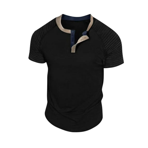 NSLGXD Henley T Shirts for Men Classic Three Button Round Neck Shirt Closure Muscle Shirts Slim Fit Comfy Short Sleeve Blouse Summer Workout Tee Tops