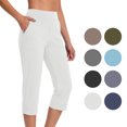 thumbnail image 1 of NSLGXD High Waisted Yoga Capris for Women Tummy Control Casual Capri Trousers Quick Dry Workout Cropped Pants with Pockets S-2XL White Pant, 1 of 9