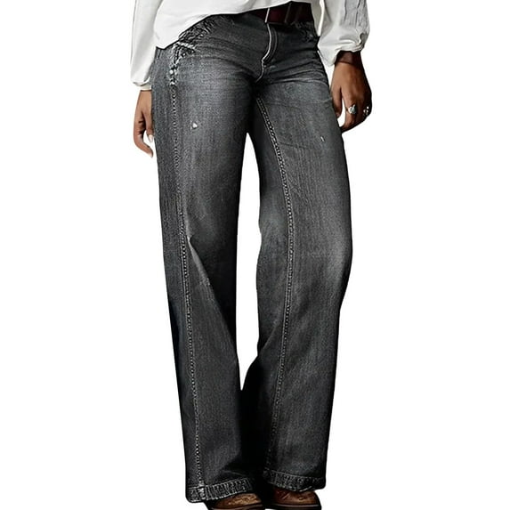 NSLGXD Jeans for Women Straight Leg Bootcut High Waisted Long Denim Pants Boyfriend Trendy Lounge Distressed Jeans with Pockets