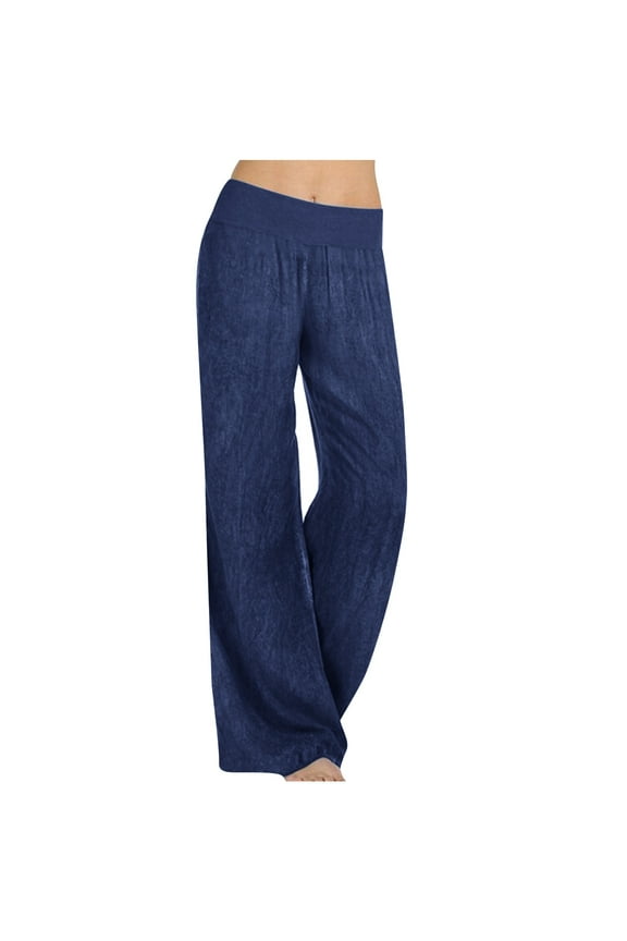 Jeggings for Women Stretchy Wide Leg Casual Elastic High Waisted Faux Denim Lounge Pants Summer Beach Baggy Jeggings