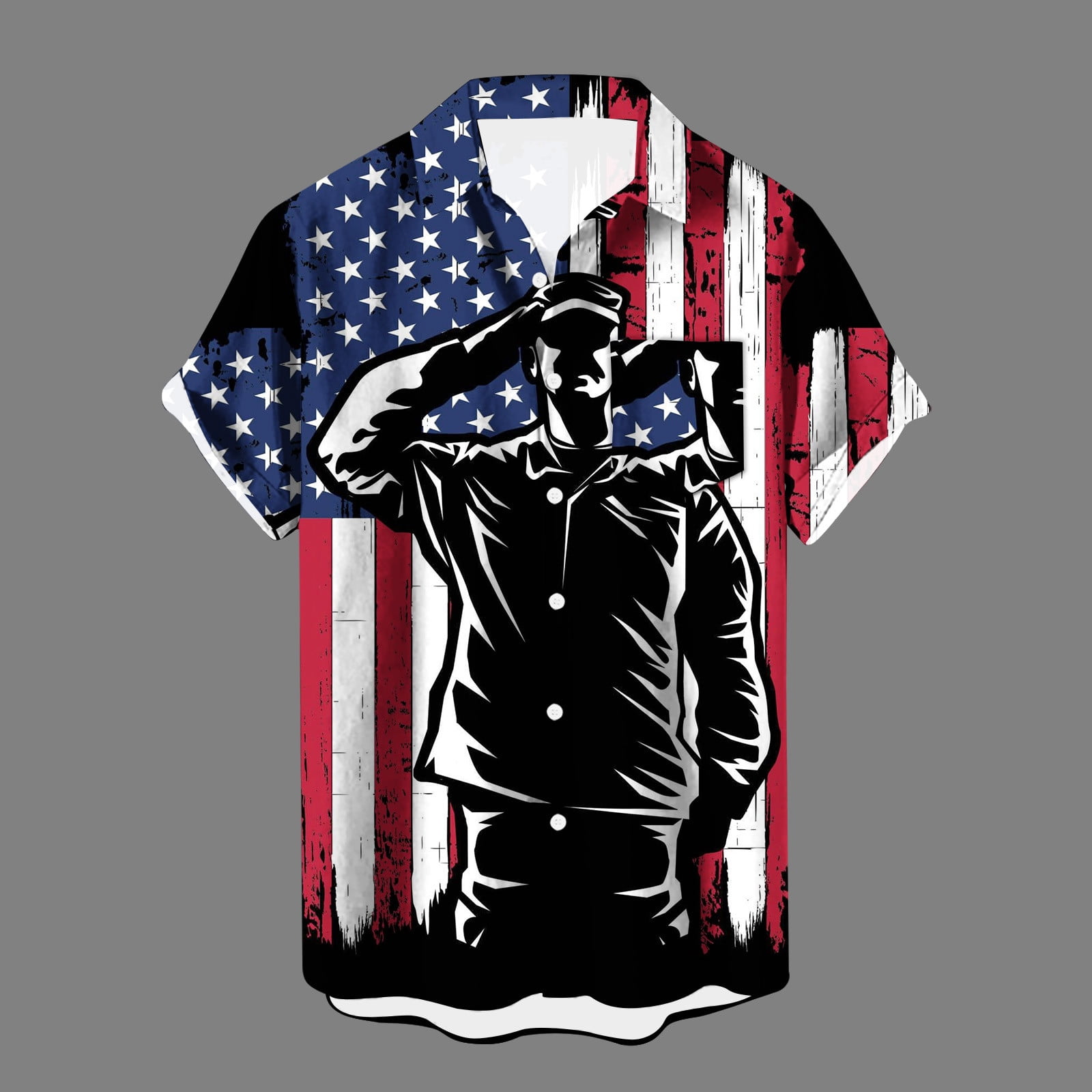 NSLGXD Mens 4th of July Patriotic Hawaiian Shirts Short Sleeve Button