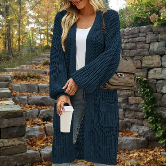 NSLGXD Oversized Sweaters for Women Long Cardigan Sweaters Fall Open Front Loose Warm Knit Sweaters Long Sleeve Cozy Sweaters with Pockets Plus Size