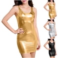 thumbnail image 1 of NSLGXD PU Bodycon Mini Dresses for Women Sleeveless Holiday Party Tank Dress Summer Slim Fit Cami Short Dress Silver Dress,Size M-XL, 1 of 7