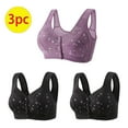 thumbnail image 1 of NSLGXD Plus Size Push Up Bras for Women 3PC Daisy Bras for Older Women Front Closure Bra No Underwire Support Brassiere Full Coverage Comfort Breathable Bralettes, 1 of 5