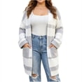 thumbnail image 1 of NSLGXD Plus Size Striped Cardigans for Women Open Front Long Sleeve Oversized Sweater Tops Casual Cozy Fall Winter Duster Cardigan with Side Pockets L-3XL, 1 of 7