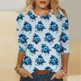 thumbnail image 1 of NSLGXD Plus Size Summer Outfits Crew Neck 3/4 Sleeve Shirts Trendy Loose Fit Blouses Basic Casual Tunic Cute Floral Printed Spring Clothing, 1 of 5