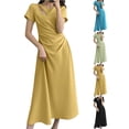thumbnail image 1 of NSLGXD Plus Size Wrap Dresses for Women Dressy Casual Short Sleeve Party Maxi Dress Asymmetrical Elegant A Line Dress Green Dress,Size M-3XL, 1 of 5