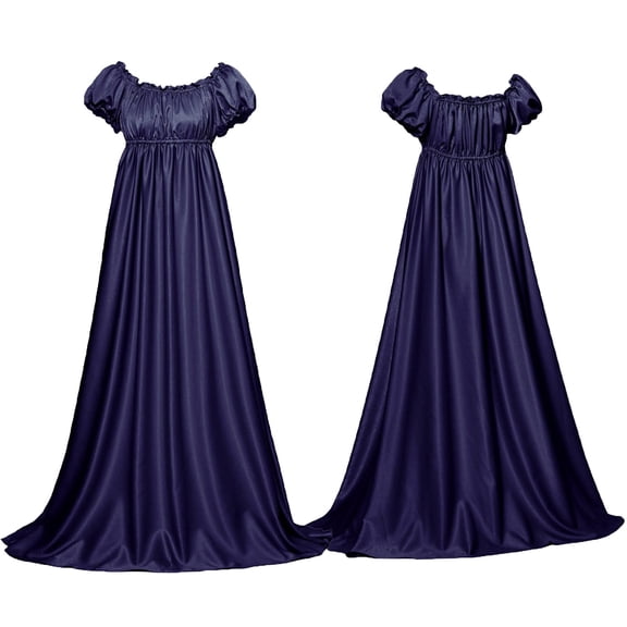 NSLGXD Regency Victorian Tea Party Gown Empire Waist Dress Boat Neck Short Sleeve Pleated Halloween Costumes