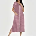 thumbnail image 1 of NSLGXD Star Graphic Loungewear Nightshirt for Women Zip Up Front Loose Fit Nightgowns with Side Split Comfy Pajama Dress, 1 of 7