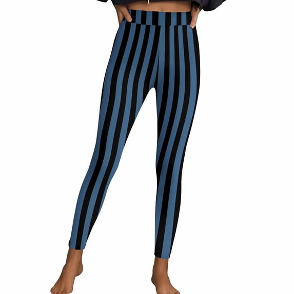 NSLGXD Striped Leggings for Women High Waisted Workout Yoga Pants Stretchy Soft Lightweight Halloween Legging S-3XL