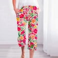 thumbnail image 1 of NSLGXD Summer Capri Pants for Women Cotton Linen Floral Print Capris Slacks Drawstring Elastic Waist Cropped Trousers Casual Straight Wide Leg Lounge Pants, 1 of 5