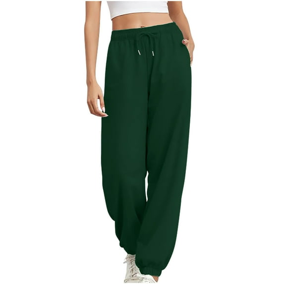 NSLGXD Sweatpants for Women Solid Color Joggers Baggy Fleece Cinch Bottom Trousers High Waisted Drawstring Gym Workout Pants with Pockets 2024 Fall