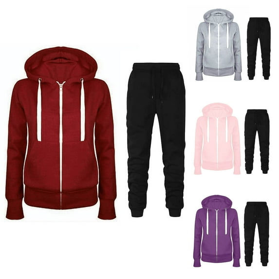 NSLGXD Sweatsuits 2pc Sets for Women Hoodie Sweatshirts and Jogger Sweatpants Fall Winter Two Piece Casual Sportswear