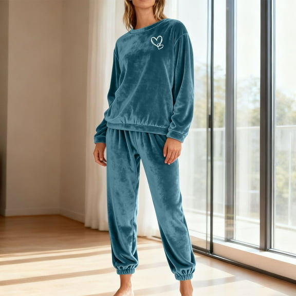 NSLGXD Sweatsuits Women 2 Piece Outfit Crewneck Pullover Sweatshirts and Cinch Bottom Sweatpants Winter Warm Sherpa Fleece Sweat Outfits 2pc M