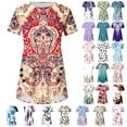 thumbnail image 1 of NSLGXD T Shirts for Women Casual Crew Neck Short Sleeve Shirts Button up Boho Graphic Tees Lightweight Going Out T Shirts S-2XL Pink Top, 1 of 5