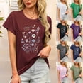 thumbnail image 1 of NSLGXD T Shirts for Women Trendy Crew Neck Short Sleeve Shirts Fashion Graphic Tees Soft Work Tshirt Top S-2XL Black Top, 1 of 5