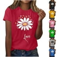 thumbnail image 1 of NSLGXD T-shrits for Women Dressy Casual Crew Neck Short Sleeve Tops Loose Fit Floral Graphic Tees Flowy Workout Tshirt Top S-3XL Green Blouses, 1 of 4