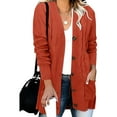 thumbnail image 1 of NSLGXD V Neck Sweater for Women Long Sleeve Button Front Lightweight Knit Sweater Cardigan Fall Loose Oversized Cable Knit Sweaters with Pockets, 1 of 5