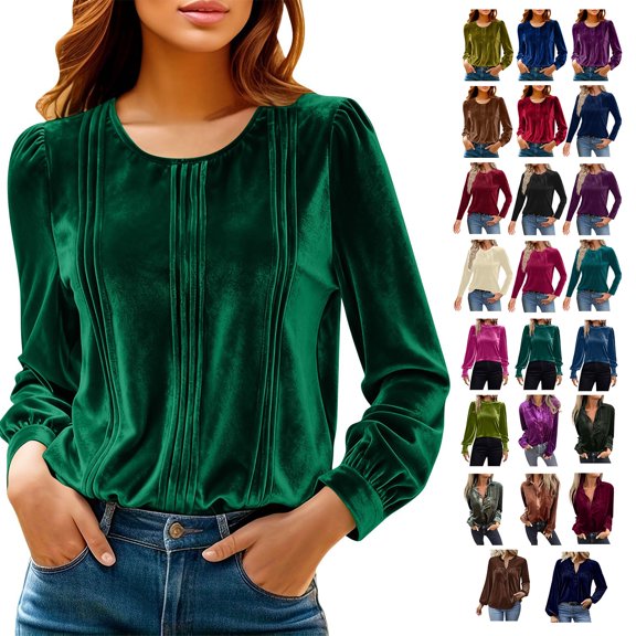 NSLGXD Velvet Tops for Women Long Sleeve Crewneck Ribbed Shirts Party Dressy Casual Blouses Loose Fit Soft Work Tunic Top Beige XXL