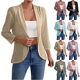 thumbnail image 1 of NSLGXD Women's 3/4 Sleeve Eyelet Blazer Cardigans Open Front Hollow Out Lightweight Cover Ups Summer Casual Daily Work Outerwear Jacket S-2XL Beige Cardigans, 1 of 10