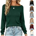 thumbnail image 1 of NSLGXD Women's Boat Neck Long Sleeve Ribbed Knit Tops Loose Fit Casual Fall Sweater Shirts S-2XL, 1 of 6