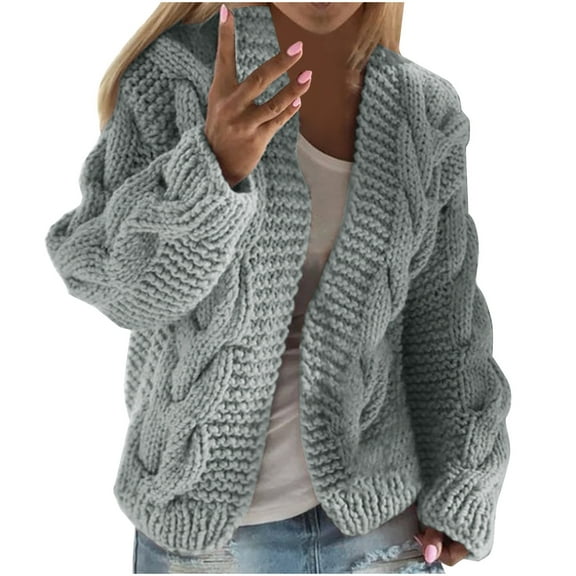 NSLGXD Women's Chunky Sweaters Cable Knit Cardigans Casual Long Sleeve Open Front Outerwear Jackets