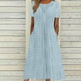 thumbnail image 1 of NSLGXD Women's Eyelet Dresses Short Sleeve Maxi Dresses Casual Empire Waist Long Dress Summer Crewneck A Line Boho Sundress with Pockets, 1 of 6