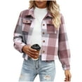 thumbnail image 1 of NSLGXD Women's Flannel Cropped Shacket Classic Plaid Shirt Jackets Button Down Shirts Short Coat Long Sleeve Crop Top Casual Spring Fall Outerwear, 1 of 5