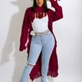 thumbnail image 1 of NSLGXD Women's Fringe Sweaters Open Front Pullover Cardigans Stylish Long Sleeve Casual Long Cardigan, 1 of 6