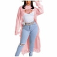 thumbnail image 1 of NSLGXD Women's Fringe Sweaters Open Front Pullover Cardigans Stylish Long Sleeve Casual Long Cardigan, 1 of 6