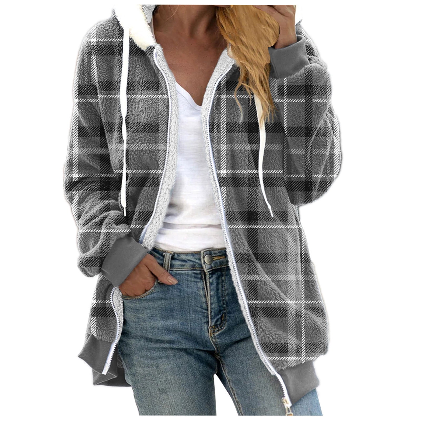 ジャケット HUECLOSET Damage Checked Hoodie Jacket 25KERO231 Checkered Hoodie