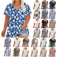 thumbnail image 1 of NSLGXD Women's Plus Size T Shirts Casual V Neck Short Sleeve Blouses Loose Fit Gradient Graphic Tees Soft Vacation Tshirts XL-5XL White Tops, 1 of 6
