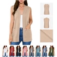thumbnail image 1 of NSLGXD Women's Sleeveless Open Front Vests V Neck Loose Fit Cardigans with Pockets Lightweight Casual Solid Color Waistcoats S-3XL, 1 of 10