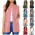 thumbnail image 1 of NSLGXD Women's Sleeveless Open Front Vests V Neck Loose Fit Cardigans with Pockets Lightweight Casual Solid Color Waistcoats S-3XL, 1 of 10