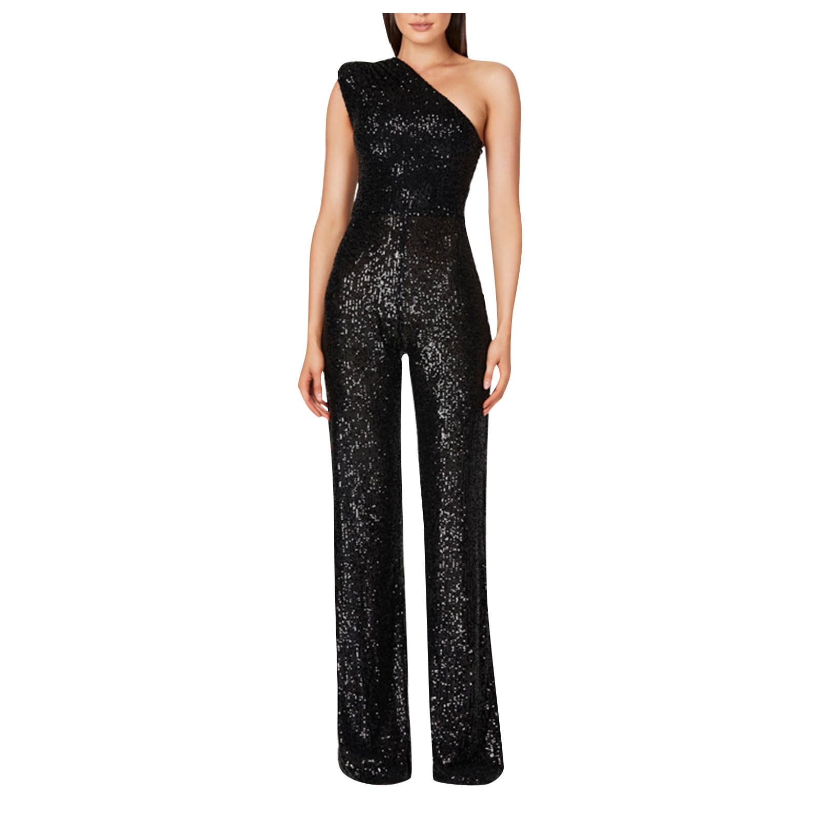 NSLGXD Women's Sparkly Sequin Jumpsuits Ladies Shiny Sequin Party ...