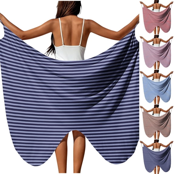 NSLGXD Women's Striped Bikini Cover Ups Plus Size Spaghetti Strap Bathing Suit Wrap Dress Lightweight Sarong Beach Cover Ups Light Blue Cover Ups,Size S-5XL