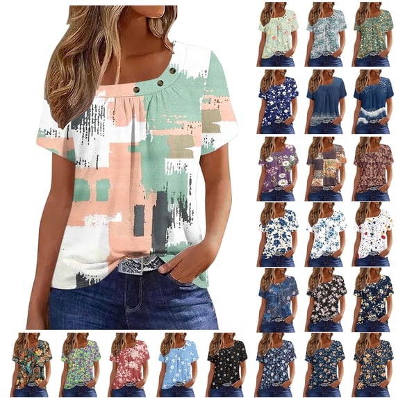 NSLGXD Women's T Shirts Dressy Casual Crew Neck Short Sleeve Tops Plus Size Graphic Tees Breathable Holiday Tshirts S-3XL Coffee Top