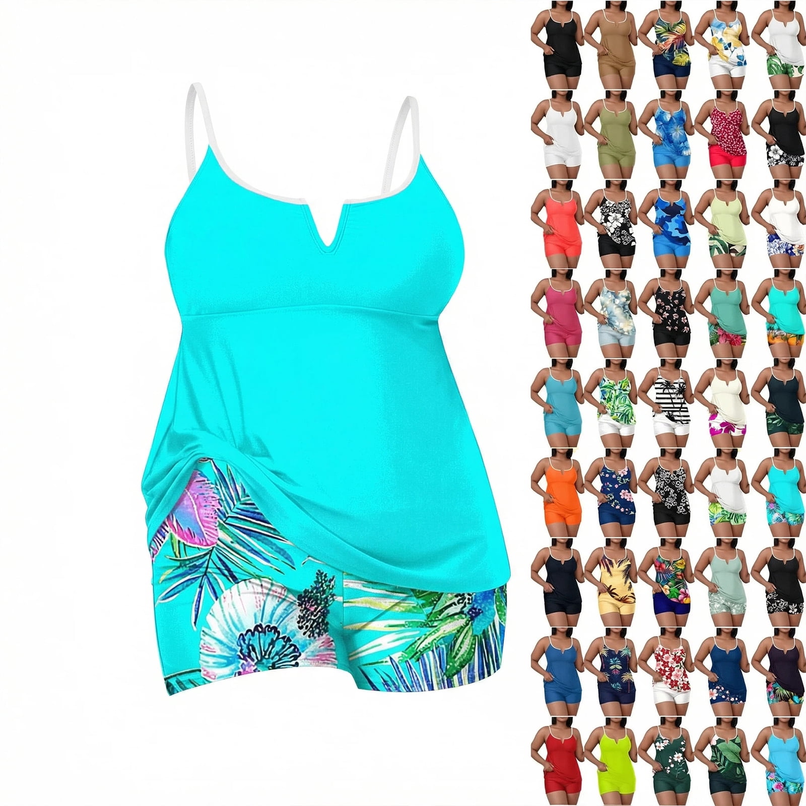 NSLGXD Women's Tankini Swimsuits with Built in Bra Soft and Stretchy ...