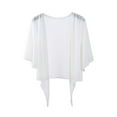 thumbnail image 1 of NSLGXD Women's Tie Front Shrug Short Sleeve Bolero Sheer Shrugs Lightweight Chiffon Knotted Cardigan Sweaters Classic Solid Color Short Shawl Tops, 1 of 4