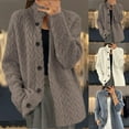 thumbnail image 1 of NSLGXD Women's Winter Cable Knit Cardigans Vintage Button Down Sweater Jackets Stand Collared Outerwear Coats, 1 of 6