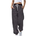 thumbnail image 1 of NSLGXD Womens Baggy Striped Joggers Elastic Waistband Relaxed Fit Casual Sweat Pants Athletic Jogging Track Bottoms with Pockets S-2XL, 1 of 5