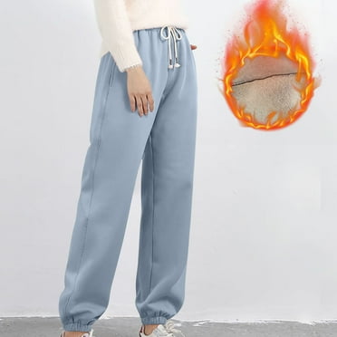 NSLGXD Womens Baggy Sweat Pants Drawstring High Waisted Elastic Fleece Lined Sweatpants for Teen Girls Lounge Joggers Gym Athletic Trousers with Pockets
