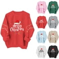 thumbnail image 1 of NSLGXD Womens Graphic Sweatshirt Crewneck Long Sleeve Pullover Merry Christmas Santa Hat Print Casual Holiday Top XS-2XL, 1 of 8