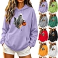 thumbnail image 1 of NSLGXD Womens Halloween Graphic Hoodie Funny Ghost with Pumpkin Print Oversized Hooded Sweatshirt Loose Baggy Long Sleeve Casual Fall Outfits with Pocket S-XL, 1 of 6